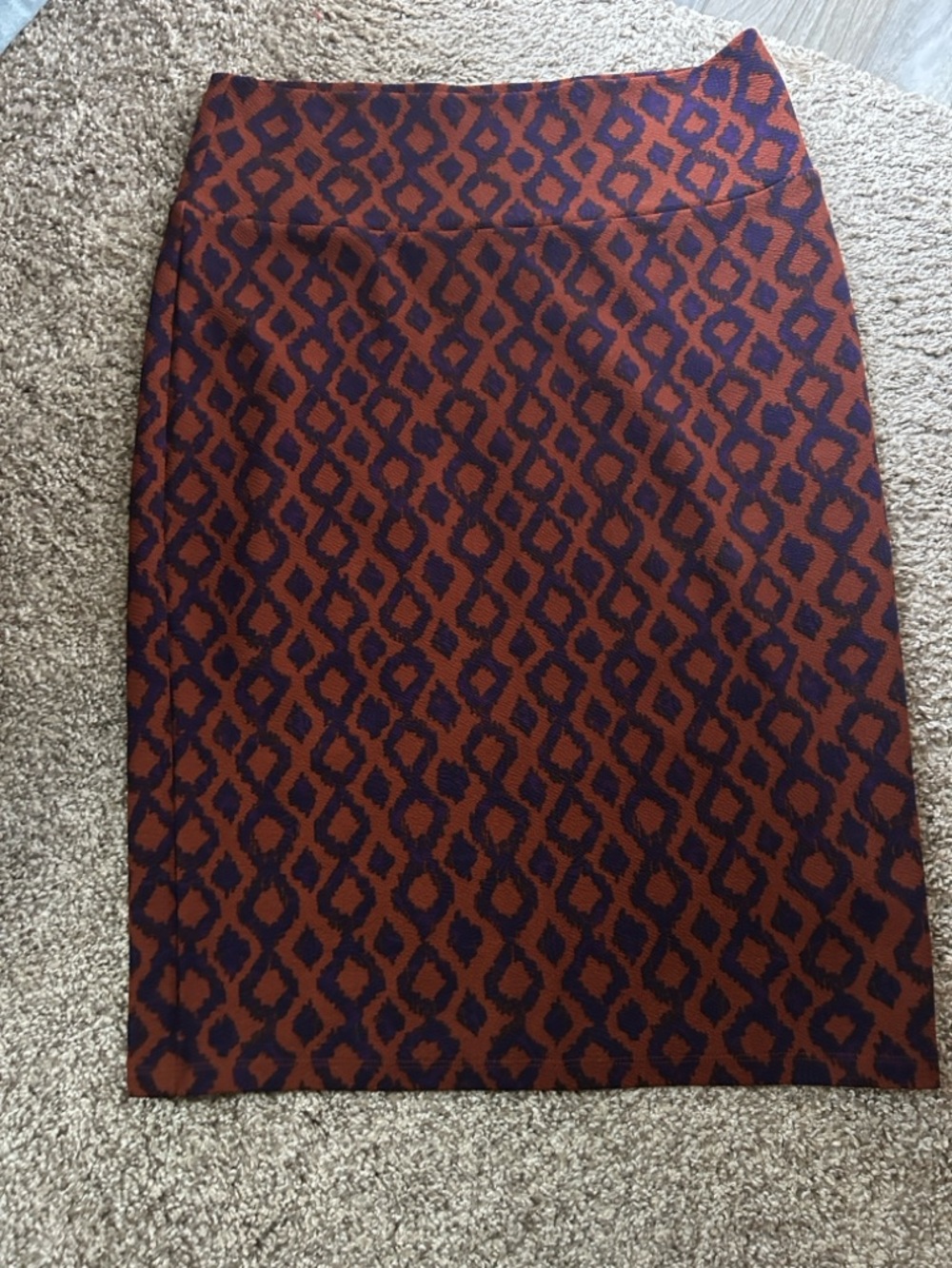 LuLaRoe Rust and Navy Geometric Pencil Skirt